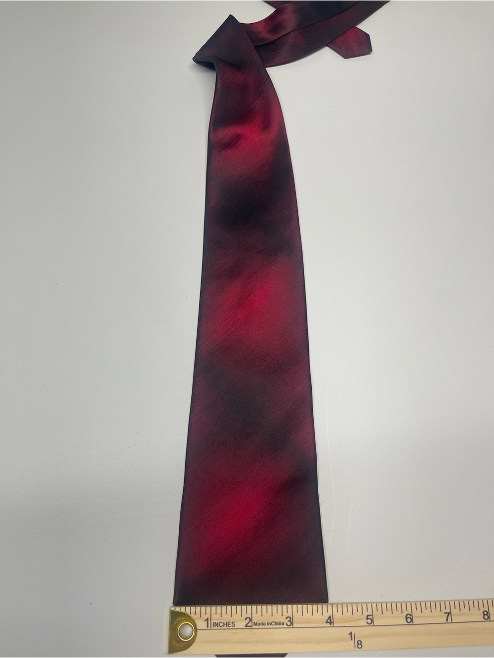 Murano Italia 100% Silk Necktie Red Black Abstract Ombre Watercolor Wide Tie 4" - Picture 2 of 9